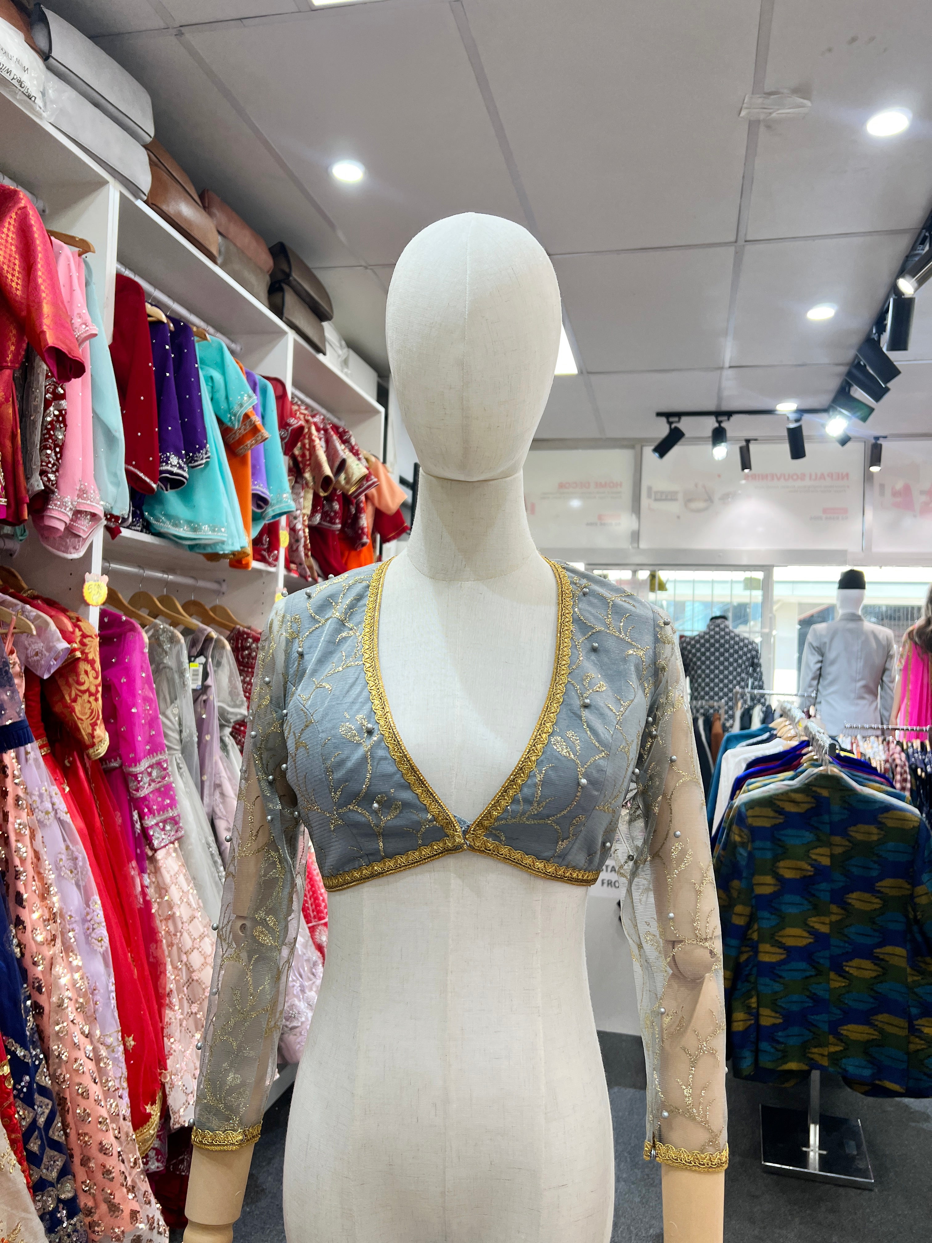 Designer Blouse V-Gray